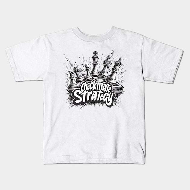 Checkmate Strategy Dynamic Chess Board Illustration Kids T-Shirt by AIHRGDesign